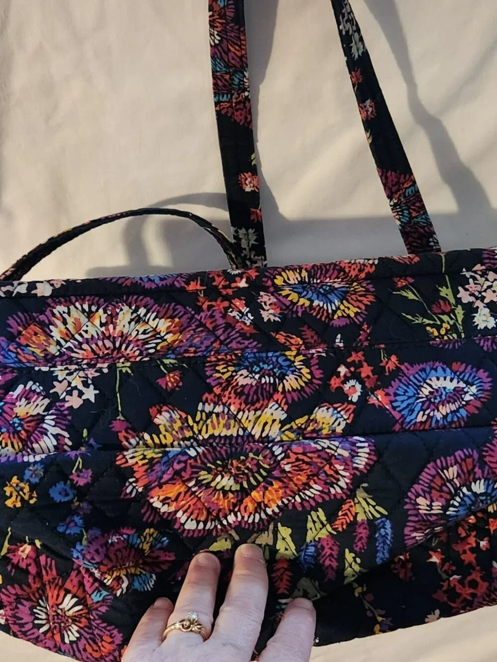 Vera Bradley tote large Midnight Wildflowers navy floral VGUC